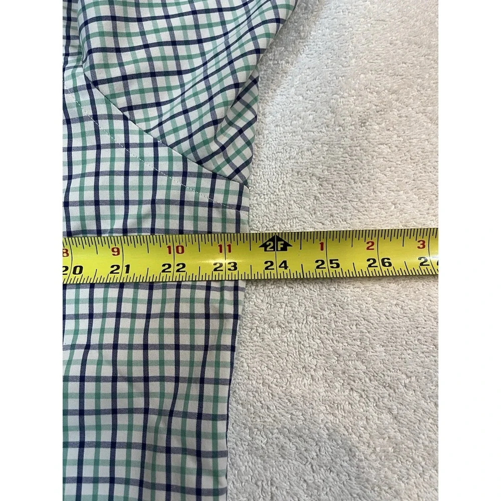 Polo Ralph Lauren Performance Men Large Blue Green‎ Tattersall Check Pony Oxford